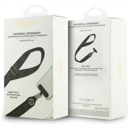 „Guess“ universalus CBDY 4G „Tether Patch Strass“ metalinis logotipo telefono dirželis - juodas