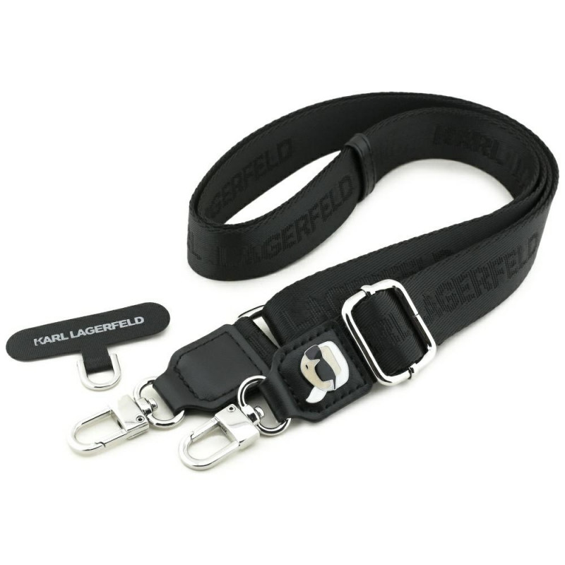 Karl Lagerfeld Universal Strap Tether Patch Karl Metal Logo telefono virvelė – juoda