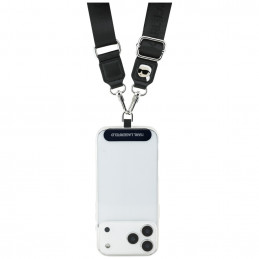 Karl Lagerfeld Universal Strap Tether Patch Karl Metal Logo telefono virvelė – juoda
