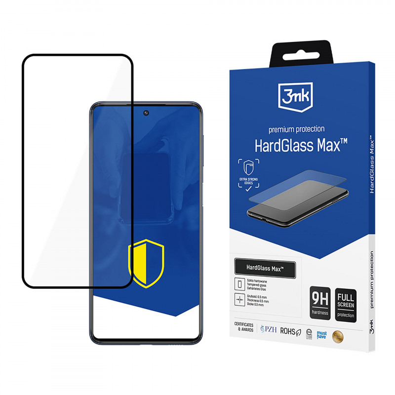 Sustiprintas 3mk HardGlass Max juodas grūdintas stiklas, skirtas „Samsung Galaxy M53 5G“.