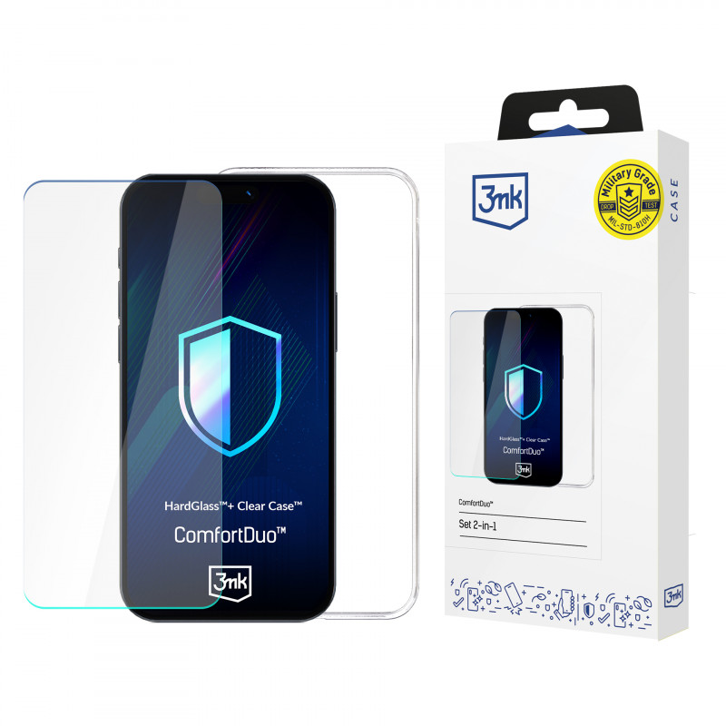 Dėklas + 3mk „ComfortDuo“ skaidraus stiklo rinkinys, skirtas „Samsung Galaxy A25 5G“ - skaidrus