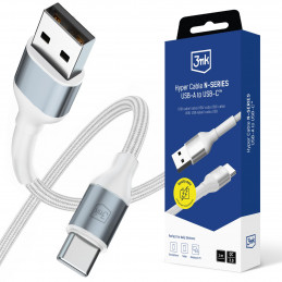 3mk Hyper Cable N-SERIES USB-A / USB-C 1m 9V/ 2A 18W / baltas