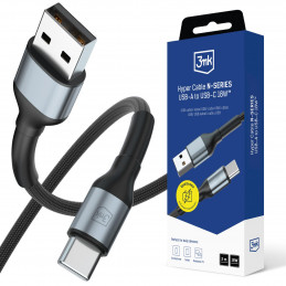 3mk Hyper Cable N-SERIES USB-A / USB-C 2m 9V/ 2A 18W / juodas