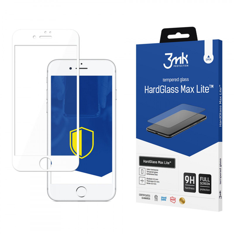 3mk HardGlass Max Lite baltas grūdintas stiklas iPhone 7 / 8