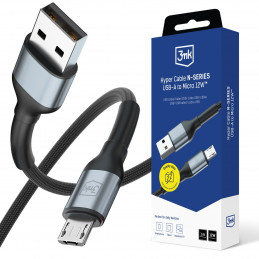 3mk Hyper Cable N-SERIES USB-A / MicroUSB 1m 5V/ 2.4A 12W / juodas
