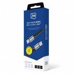 3mk Hyper Cable 3mk Hyper Cable N-SERIES USB-C / USB-C 1m 20V/ 5A 100W / juodas