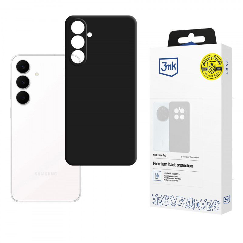 3mk Matt Case Pro, skirtas Samsung Galaxy S25 FE - matinės juodos spalvos