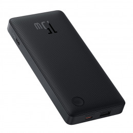 „Baseus Airpow Lite“ 10000mAh 15W išorinė baterija su „Baseus Simple USB-C“ 30 cm laidu – juoda