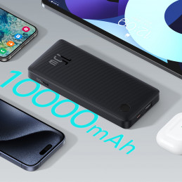 „Baseus Airpow Lite“ 10000mAh 15W išorinė baterija su „Baseus Simple USB-C“ 30 cm laidu – juoda