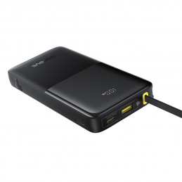 „Baseus Bipow 2“ 10000 mAh 20 W išorinė baterija su skaitmeniniu ekranu ir integruotu USB-C laidu - juoda