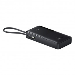 „Baseus Bipow 2“ 20000 mAh 20 W išorinė baterija su skaitmeniniu ekranu ir integruotu USB-C laidu - juoda