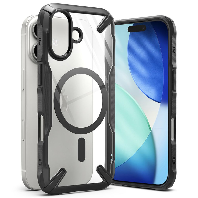 „Ringke Fusion X“ magnetinis „MagSafe“ dėklas, skirtas „iPhone 17“ – juodas