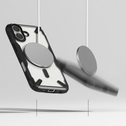„Ringke Fusion X“ magnetinis „MagSafe“ dėklas, skirtas „iPhone 17“ – juodas