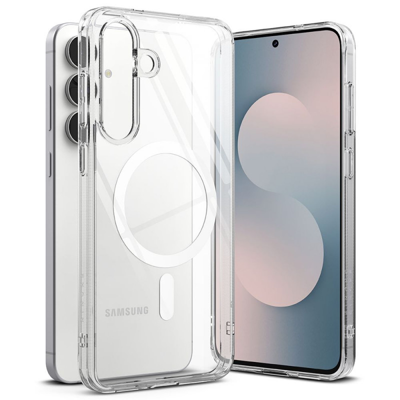 „Ringke Fusion“ magnetinis „MagSafe“ dėklas, skirtas „Samsung Galaxy S25 FE“ – skaidrus