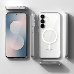 „Ringke Fusion“ magnetinis „MagSafe“ dėklas, skirtas „Samsung Galaxy S25 FE“ – skaidrus
