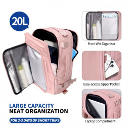 „Tech-Protect Defender S50“ kuprinė, skirta „Ryanair“ ir „Wizzar“, 20 l nešiojamajam kompiuteriui – rožinė