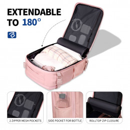 „Tech-Protect Defender S50“ kuprinė, skirta „Ryanair“ ir „Wizzar“, 20 l nešiojamajam kompiuteriui – rožinė