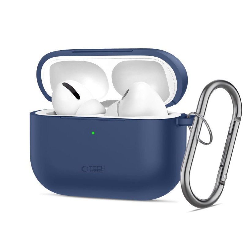 „Tech-Protect“ silikoninis dėklas su kabliuku „AirPods Pro“ – tamsiai mėlynas