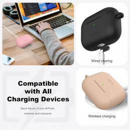 „Tech-Protect“ silikoninis dėklas su kabliuku „AirPods Pro“ – smėlio spalvos
