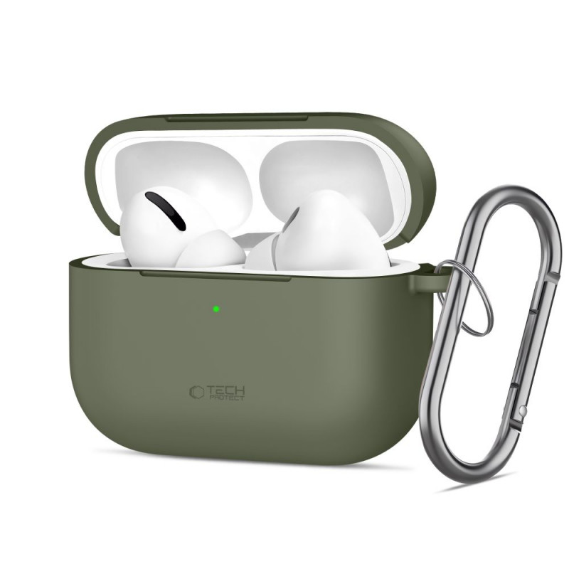 „Tech-Protect“ silikoninis dėklas su kabliuku „AirPods Pro“ – alyvuogių spalvos