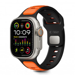 „Tech-Protect IconBand Line“ dirželis „Apple Watch 44 / 45 / 46 / 49 mm“ – juodas ir oranžinis