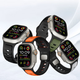 „Tech-Protect IconBand Line“ dirželis „Apple Watch 44 / 45 / 46 / 49 mm“ – juodas ir oranžinis
