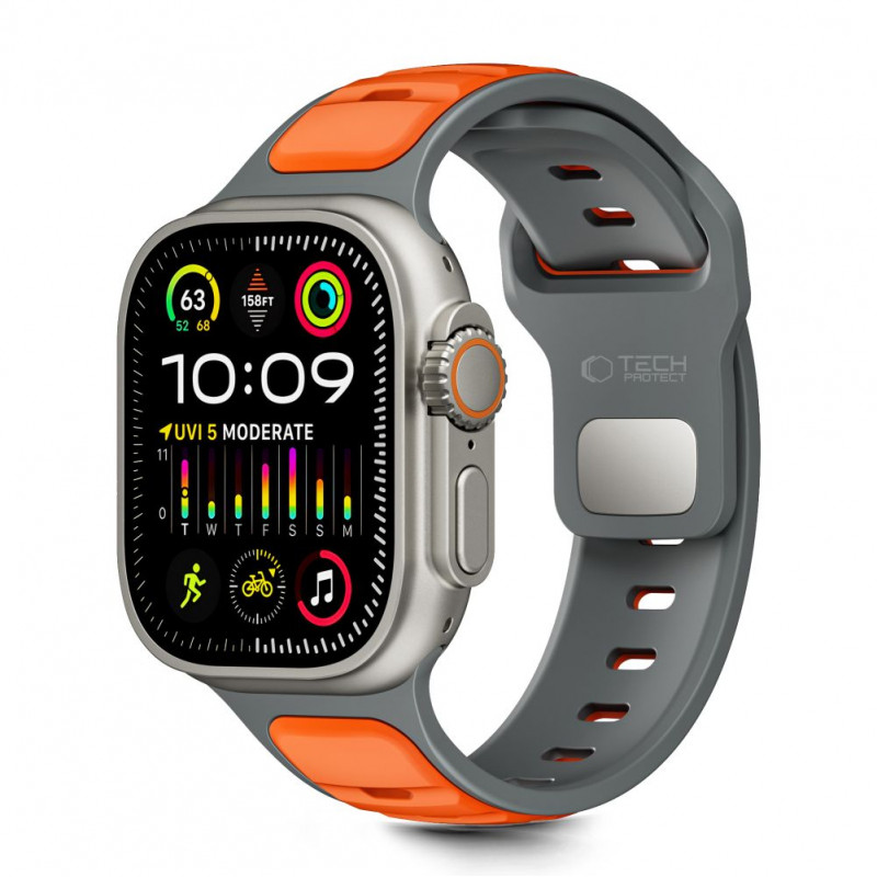 „Tech-Protect IconBand Line“ dirželis „Apple Watch 44 / 45 / 46 / 49 mm“ – pilkai oranžinis