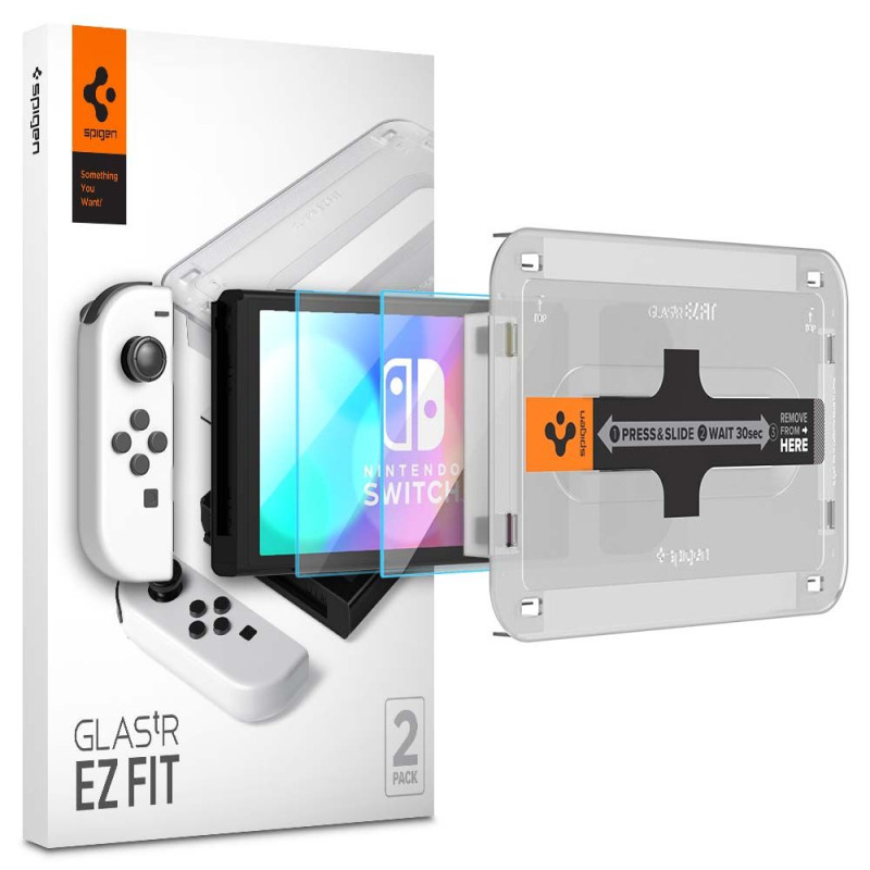 Spigen Glas.tR EZ Fit grūdintas stiklas Nintendo Switch OLED - 2 vnt.