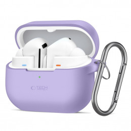 „Tech-Protect“ silikoninis dėklas su kabliuku, skirtas „Samsung Galaxy Buds 3 / 3 FE / 3 Pro“ – violetinis