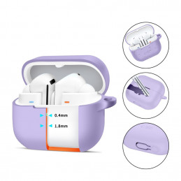 „Tech-Protect“ silikoninis dėklas su kabliuku, skirtas „Samsung Galaxy Buds 3 / 3 FE / 3 Pro“ – violetinis