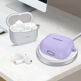 „Tech-Protect“ silikoninis dėklas su kabliuku, skirtas „Samsung Galaxy Buds 3 / 3 FE / 3 Pro“ – violetinis