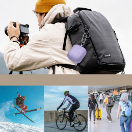 „Tech-Protect“ silikoninis dėklas su kabliuku, skirtas „Samsung Galaxy Buds 3 / 3 FE / 3 Pro“ – violetinis
