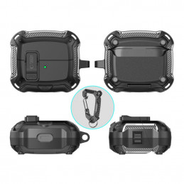 „Tech-Protect“ silikoninis dėklas su kabliuku, skirtas „Samsung Galaxy Buds 3 / 3 FE / 3 Pro“ – juodas