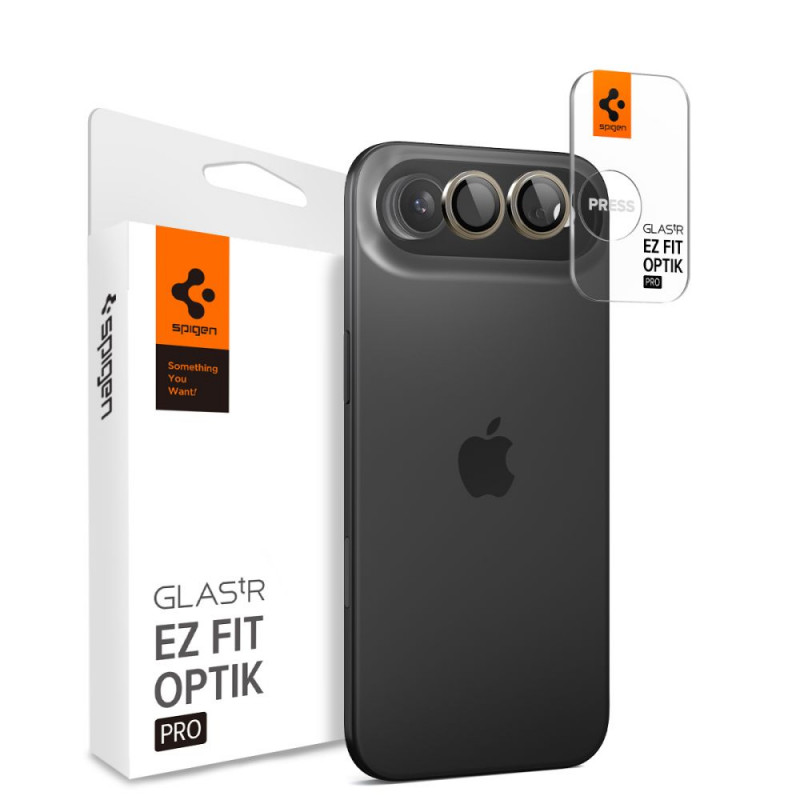 „Spigen Optik Pro GLAS.TR EZ FIT“ kameros dėklai, 2 vnt., skirti „iPhone Air“ – auksiniai