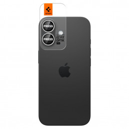 „Spigen Optik Pro GLAS.TR EZ FIT“ kameros dėklai, 2 vnt. pakuotė, skirti „iPhone 16 / 16 Plus / 17“ – sidabriniai