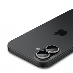 „Spigen Optik Pro GLAS.TR EZ FIT“ kameros dėklai, 2 vnt. pakuotė, skirti „iPhone 16 / 16 Plus / 17“ – sidabriniai