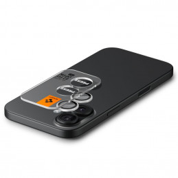 „Spigen Optik Pro GLAS.TR EZ FIT“ kameros dėklai, 2 vnt. pakuotė, skirti „iPhone 16 / 16 Plus / 17“ – sidabriniai