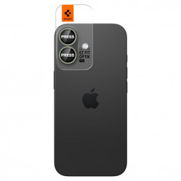 „Spigen Optik Pro GLAS.TR EZ FIT“ kameros dėklai, 2 vnt. pakuotė, skirti „iPhone 16 / 16 Plus / 17“ – žali