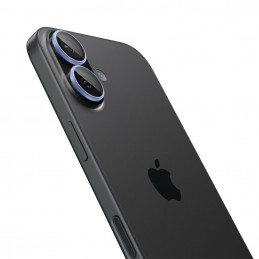 „Spigen Optik Pro GLAS.TR EZ FIT“ kameros dėklai, 2 vnt. pakuotė, skirti „iPhone 16 / 16 Plus / 17“ – mėlyni
