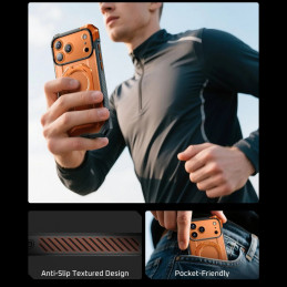 „Supcase UB Grip Mag MagSafe“ dėklas, skirtas „iPhone 17 Pro Max“ – oranžinės ir pilkos spalvos