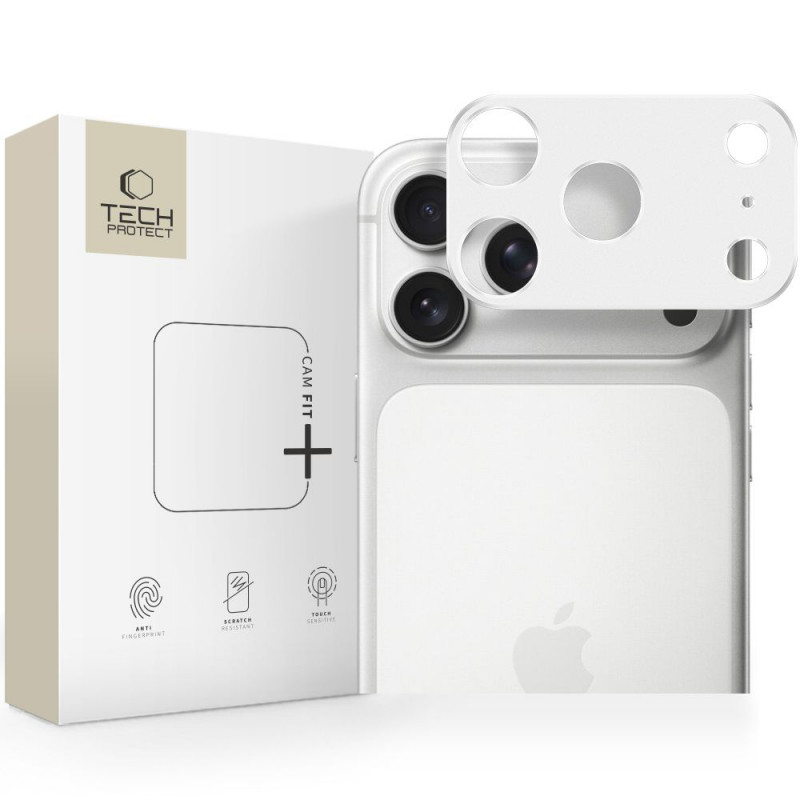 „Tech-Protect Camalloy Fit+“ kameros dėklas, skirtas „iPhone 17 Pro“ – sidabrinis