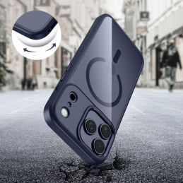 „Tech-Protect MagMat MagSafe“ dėklas, skirtas „iPhone 17 Pro“ – skaidrus tamsiai mėlynas