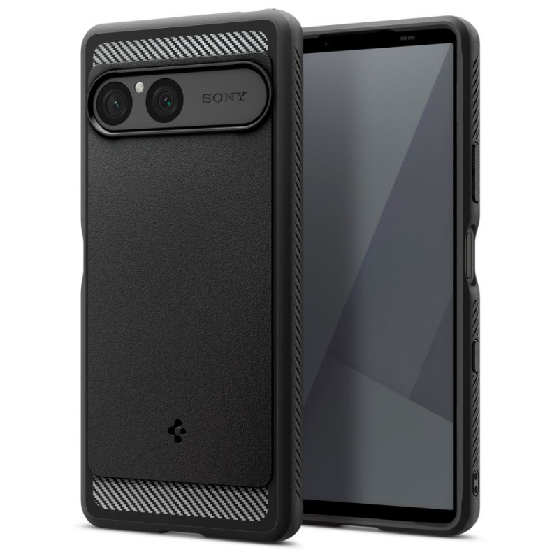 „Spigen Rugged Armor“ dėklas, skirtas „Sony Xperia 10 VII“ – matinės juodos spalvos