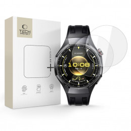 „Tech-Protect Glass Fit+“ 2 grūdinto stiklo pakuotė, skirta „Huawei Watch GT 6 Pro 46mm“ – skaidri.