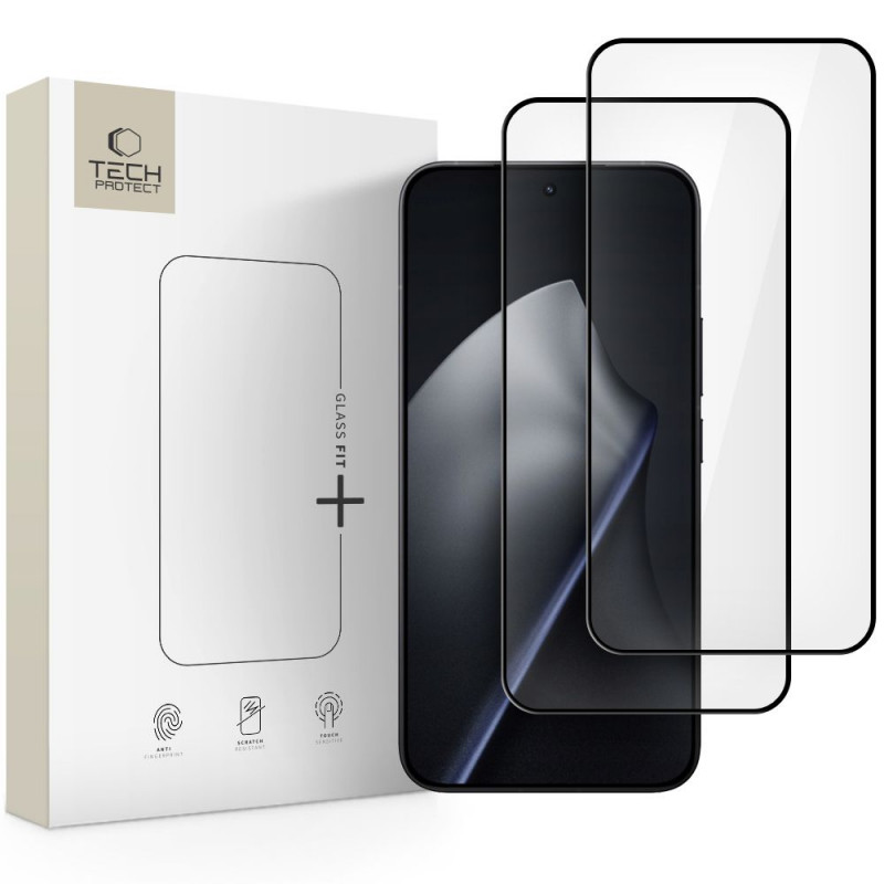 „Tech-Protect Glass Fit+“ 2 grūdinto stiklo pakuotė, skirta „Xiaomi 15T“ / „15T Pro“ - juoda