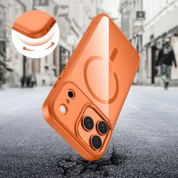 „Tech-Protect MagMat MagSafe“ dėklas, skirtas „iPhone 17 Pro Max“ – permatomas oranžinis