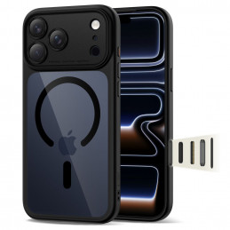 „Tech-Protect Magpeak Magsafe CC“ dėklas, skirtas „iPhone 17 Pro Max“ – skaidriai juodas