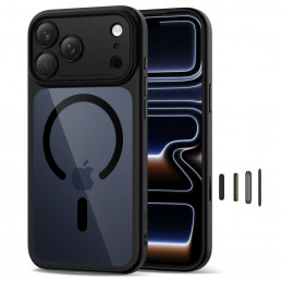 „Tech-Protect Magpeak Magsafe CC“ dėklas, skirtas „iPhone 17 Pro Max“ – skaidriai juodas