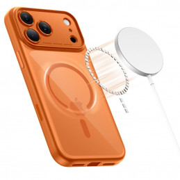 „Tech-Protect Magpeak Magsafe CC“ dėklas, skirtas „iPhone 17 Pro“ – permatomai oranžinis