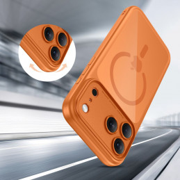 „Tech-Protect Magpeak Magsafe CC“ dėklas, skirtas „iPhone 17 Pro“ – permatomai oranžinis